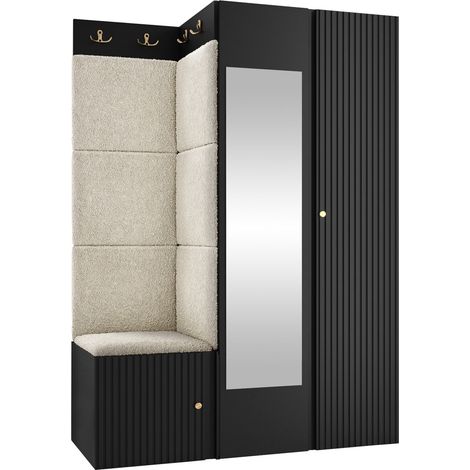 Conjunto para recibidor Hartford 388, Abriamo 3, 186x116x46cm, Espejo, Aglomerado laminado, Tapiz, Colocada, Montada en la pared