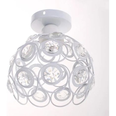 Plafonnier Industrielle Retro en Métal Lustre Abat-jour Fer Luminaire E27 pour Salon Chambre Blanc 26cm (1/4)