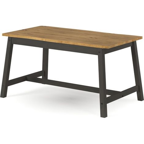 Corona Live Edge Large Dining Table - Pine - L80 x W150 x H76 cm - Black/Antique Waxed Pine - Flat Packed