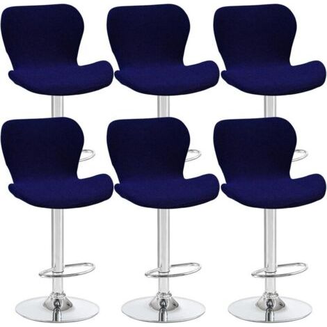 Lot de 6 housses de tabouret pivotant incurvées, bleu marine, 40 x 30 x 30 cm, pour chaise de bar à dossier bas, idéales pour les comptoirs, les bars et les cuisines