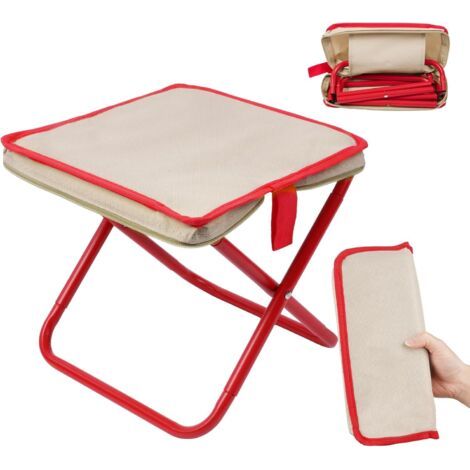 BUNTHAUS (Rouge) Tabouret de Camping Pliante, Tabouret Portable de Camping Léger avec Sac de Transport, Siège de Pêche Tabouret Pliable, Petite Chaise Mini pour Voyage Pêche Randonnée BBQ Plage (1/5)