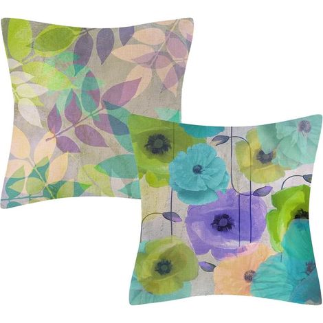 Single Side Printed Watercolor Floral Pillowcase Home Decor (45 x 45 cm) 2 pcs (1/3)