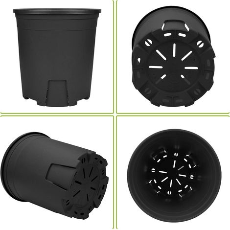 Lot de 5 Pots de Fleurs en Plastique Noir de 16.5 cm pour Plantes succulentes, légumes et boutures (1/4)