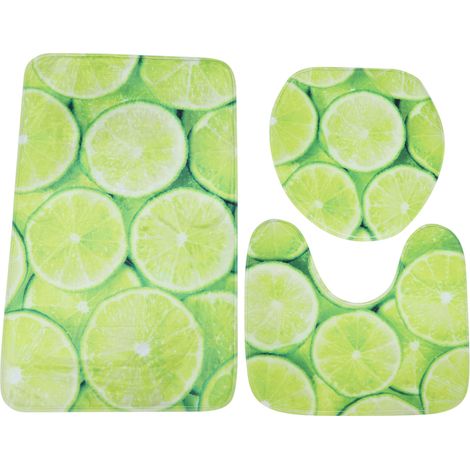 Tapis De Bain - Ensemble 3 Pièces En Flanelle Motif Floral Antidérapant Pour Salle De Bain (1/5)