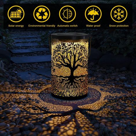 Lanterna solare da giardino per esterni, lampada solare decorativa per esterni, appesa/da terra, impermeabile, per balcone, giardino (albero) (1/4)