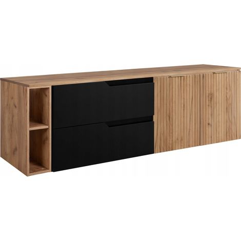 Waschtischunterschrank - 160 cm - Schwarze Eiche - Modernes Design - Praktische Aufbewahrung
