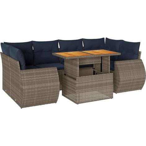 Maison Exclusive - Set Divani da Giardino 7 pz con Cuscini Grigio in Polyrattan (1/5)