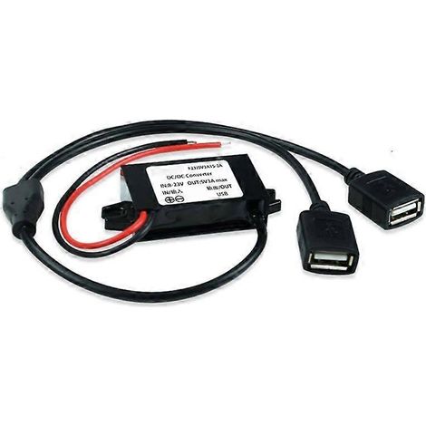 Convertisseur de tension USB femelle pour voiture 12 V (8-23 V) vers 5 V 3 A (1/5)