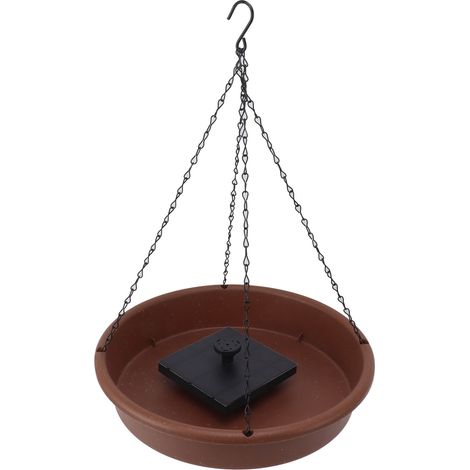 Fontaine à oiseaux solaire suspendue ronde 1,4 W avec pompe et 6 buses, kit de bain d'oiseaux à monter soi-même pour jardin, cour ou parc. (1/5)