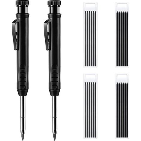 Crayon de charpentier avec taille-crayon, ensemble de crayons mécaniques avec 20 recharges, marqueurs pour trous profonds, crayons de construction robustes pour le travail du bois, pour architecte (no (1/4)