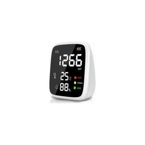 Rilevatore di CO2, sensore di CO2 da 400 a 5000 PPM per la casa, misuratore e rilevatore di CO2 3 in 1, monitor della qualità dell'aria con funzione di autocalibrazione per ufficio, hotel, ristorante (1/4)
