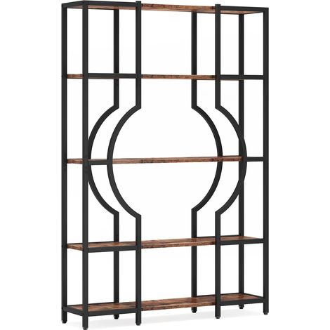 CHICFURN Libreria aperta a 5 ripiani 104x30x169 cm in MDF nero e marrone, stile vintage (1/5)
