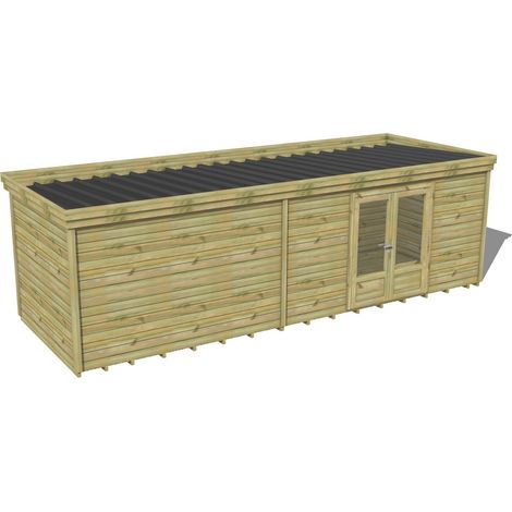 ABRI DE JARDIN bois traité 27mm, 8,2x2,6m, 22m2, Plancher