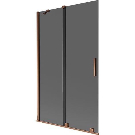 Mexen Velar mampara de baño de 2 paneles correderos 110 x 150 cm, grafito, oro rosa - 896-110-000-41-60 (1/2)