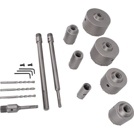 GARRYFIZH Kit de scie cloche à béton, jeu de forets de 30, 40, 50, 65, 80, 100 et 110 mm pour l'installation de systèmes de chauffage, ventilation et climatisation et de plomberie