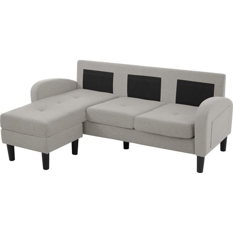 Sofá modular rinconera en L con chaise longue 3 plazas 166 x 118 x 77 cm gris transpirable (1/5)