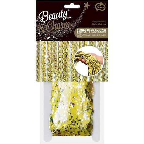 Tenda B&C con spirali dorate e stelle argentate 100x200