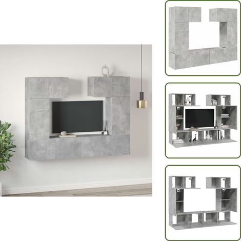 Muebles de pared - vidaXL Set muebles de salón TV 6 pzas madera ingeniería gris hormigón - Muebles de almacenamiento