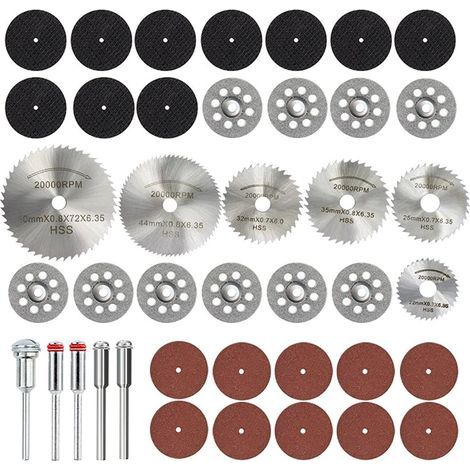 Lame de scie circulaire, disque de coupe portable, 41 pièces ensemble d'outils rotatifs HSS lames de scie 1/8 "tige diamant disque de coupe lame de scie circulaire métal roue de coupe (1/5)