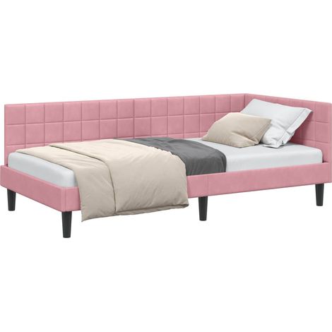 Maison Exclusive - Cornice del letto ad angolo Rosa 100 cm x 200 cm Velluto