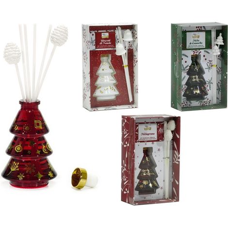 TRADE SHOP - Set Diffusore Di Fragranza Per Ambiente Forma Albero Natalizio Da 80ml Con 6 Bastoncini -