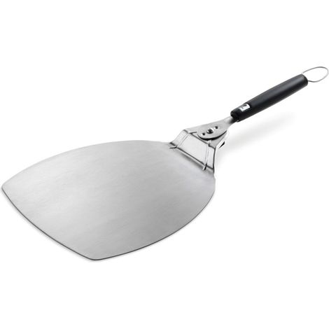 Weber – Pelle à pizza inox 31,5cm – Large spatule pour service – Poignée antidérapante et rétractable – Accessoire de four à pizza (1/9)