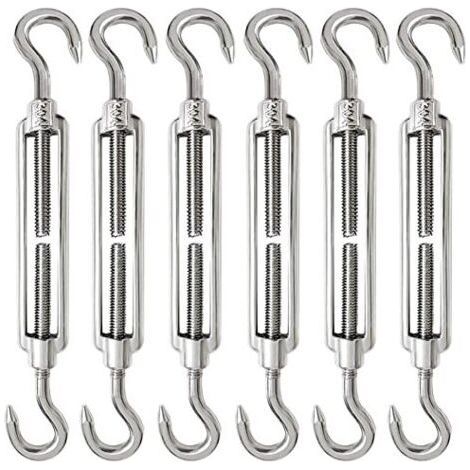 6 Pièces Tendeur Cable M6 Inox 304 Réglable Crochet de Ridoir et pour Fil Acier Corde --Chrom (1/5)