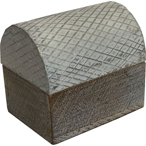 Mini Boîte rayée en bois blanc et argent (1/2)