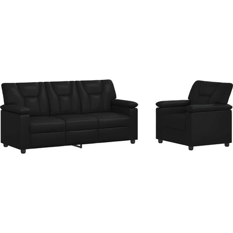 Juego de Sofá 2 pcs Negro Cuero sintético vidaXL