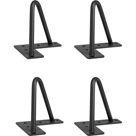 Quatre pieds de meubles noirs, accessoires de table et de chaise à monter soi-même, comprenant 20 vis et 4 patins de 10 cm. (1/5)