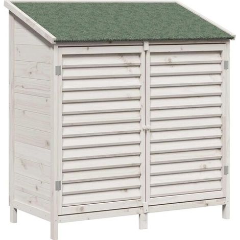 Chalet de jardin blanc, 106 x 56 x 113,5 cm, en bois de cèdre massif (1/5)
