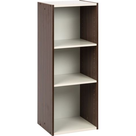 Bibliotheque Gain de Place, Extra Large 3 Etageres, Marron, Réglable, Modulable, pour Salon, Bureau, Chambre, Livres, CD, Petit Meuble de Rangement, Montage Facile, UB-9035 (1/5)