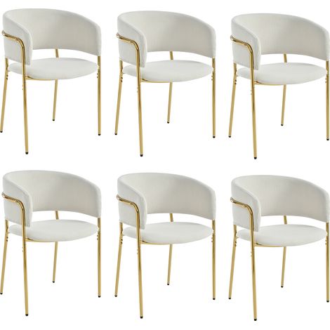 GagaLot de 6 chaises de salle à manger beige en cordon, pieds réglables (1/5)