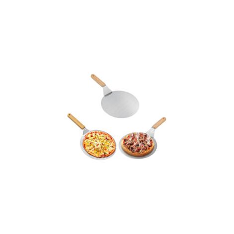 Set di 3 pale per pizza in acciaio inox con manici in legno, spingipietra per pizza, spingipane, pala per torte, pala per pizza (25 cm) - Crezuo