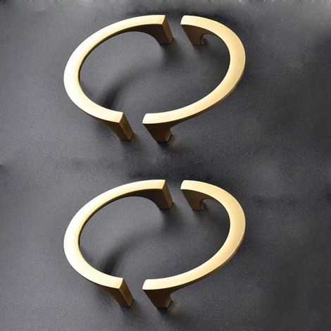 Set of 4 modern, gold-tone cabinet handles in a retro Chinese style, suitable for cabinets, drawers, and kitchens. (1/5)