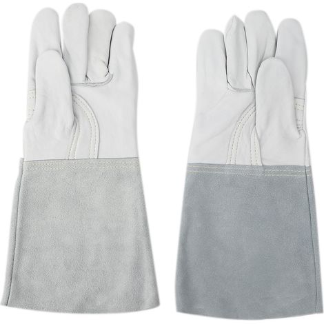 Paire de gants de soudure en peau de mouton à manches longues, gants de travail protecteurs pour soudage, moto et transport. (1/5)