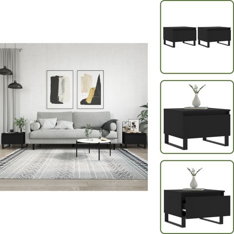 The Living Store Couchtische 2 Stk. Schwarz 50x46x35 cm Holzwerkstoff - Schwarze Couchtische - Holzwerkstoff Couchtisch - Couchtisch Set - Wohnzimmer Möbel - Beistelltisch (1/5)