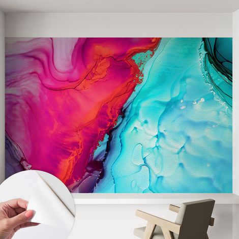 Papier peint autocollant avec imprimé pour cuisine facile à appliquer pour mur a motif Vague colorée 152x104 cm (1/5)