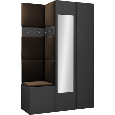 Conjunto para recibidor Pinis XXVI, Manila 04, 186x116x46cm, Espejo, Tapiz, Aglomerado laminado, Colocada, Montada en la pared