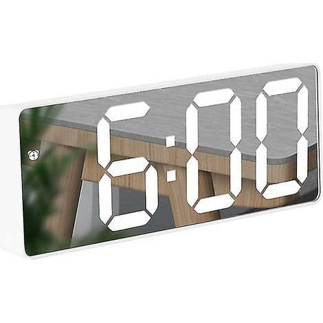 Grand réveil numérique LED avec surface miroir et chargeur USB pour chambre à coucher (1/5)