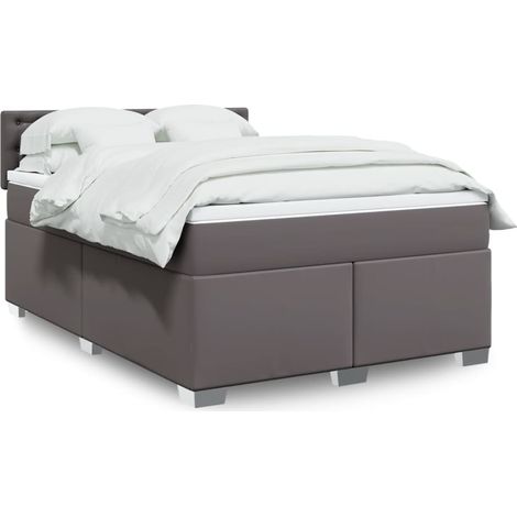 Boxspringbett mit Matratze Grau 140x200 cm Kunstleder