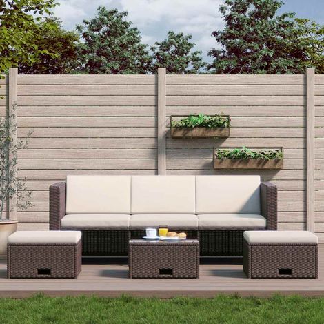 Salon de jardin 4 pcs Ensemble Table et Chaise de Jardin - avec coussins Résine tressée Marron BV402282 - BonneVie (1/5)