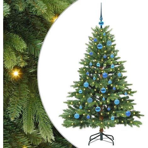 Sapin de Noël artificiel avec 150 lumières LED, vert, 150 cm, en PE et PVC. (1/5)