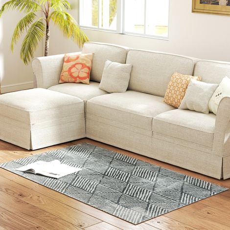 Tapis de salon moderne, lavable, 150 x 80 cm, gris foncé (1/5)