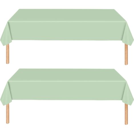 2Pcs Nappe Anti-tâches 137x274 cm - Vert Sauge Nappe de Table Rectangulaire en Plastique - Imperméable et Résistante - Pour Fête, Anniversaire, Pique-nique, Salle à Manger, Jardin, Mariage (1/5)