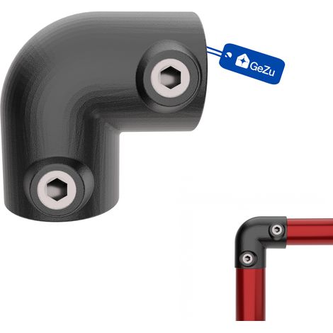 Coude 90° Ø42 mm galvanisé à chaud noir – collier de serrage 2 voies raccord coudé pour rampes & cadres – Raccord ubulaire croix, kee klamp, connecteur voies – GeZu Impex