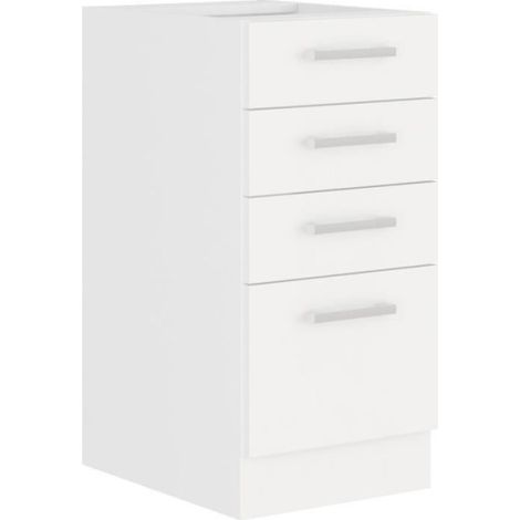 ATLAS Meuble bas 4 tiroirs - Décor blanc - L40 x P52x H82 - Plan de travail non inclus (1/5)