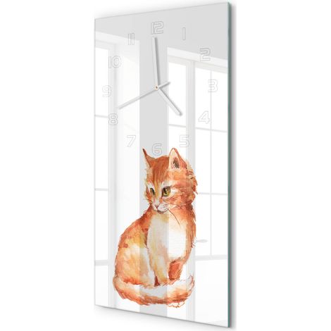 Horloge Murale Rectangulaire Verticale Décorative et Fonctionnelle 30x60 cm Chat roux 30x60 cm (1/5)