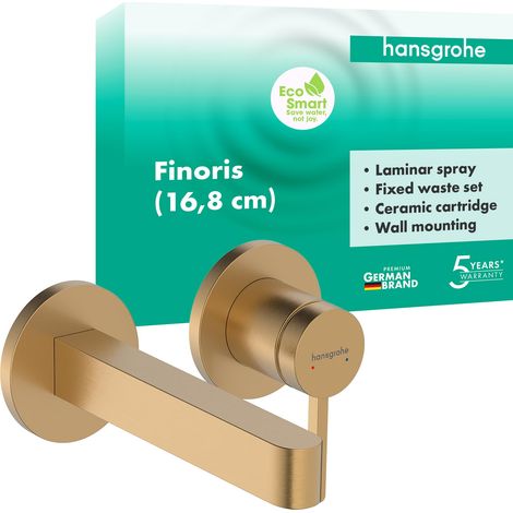 Mitigeur lavabo encastré avec garniture de vidage, Robinet de salle de bain avec longueur sous bec 16,8 cm, max. 5l/min, Bronze brossé, 76051140 (1/5)