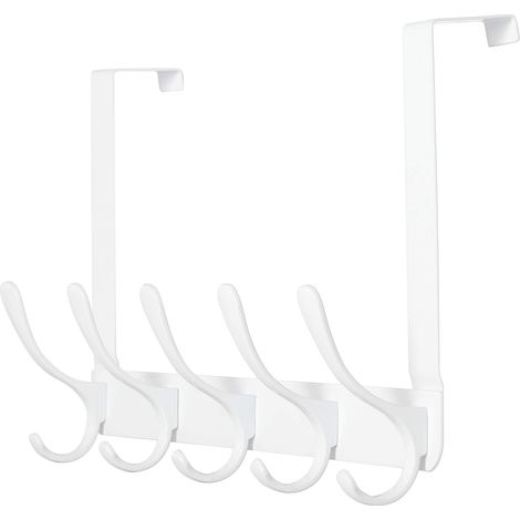 Kleiderbügel, kompatibel mit der Tür, 5 Haken, geeignet für Kleidung, Handtücher, Jacken (weiß) (1/5)